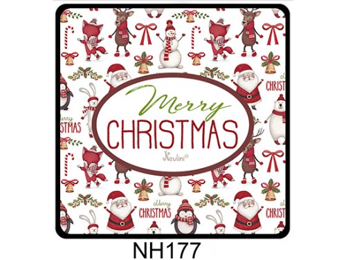 (NH177) Hűtőmágnes 7,5 cm x 7,5 cm - Merry Christmas tapétás – Karácsonyi Ajándékok